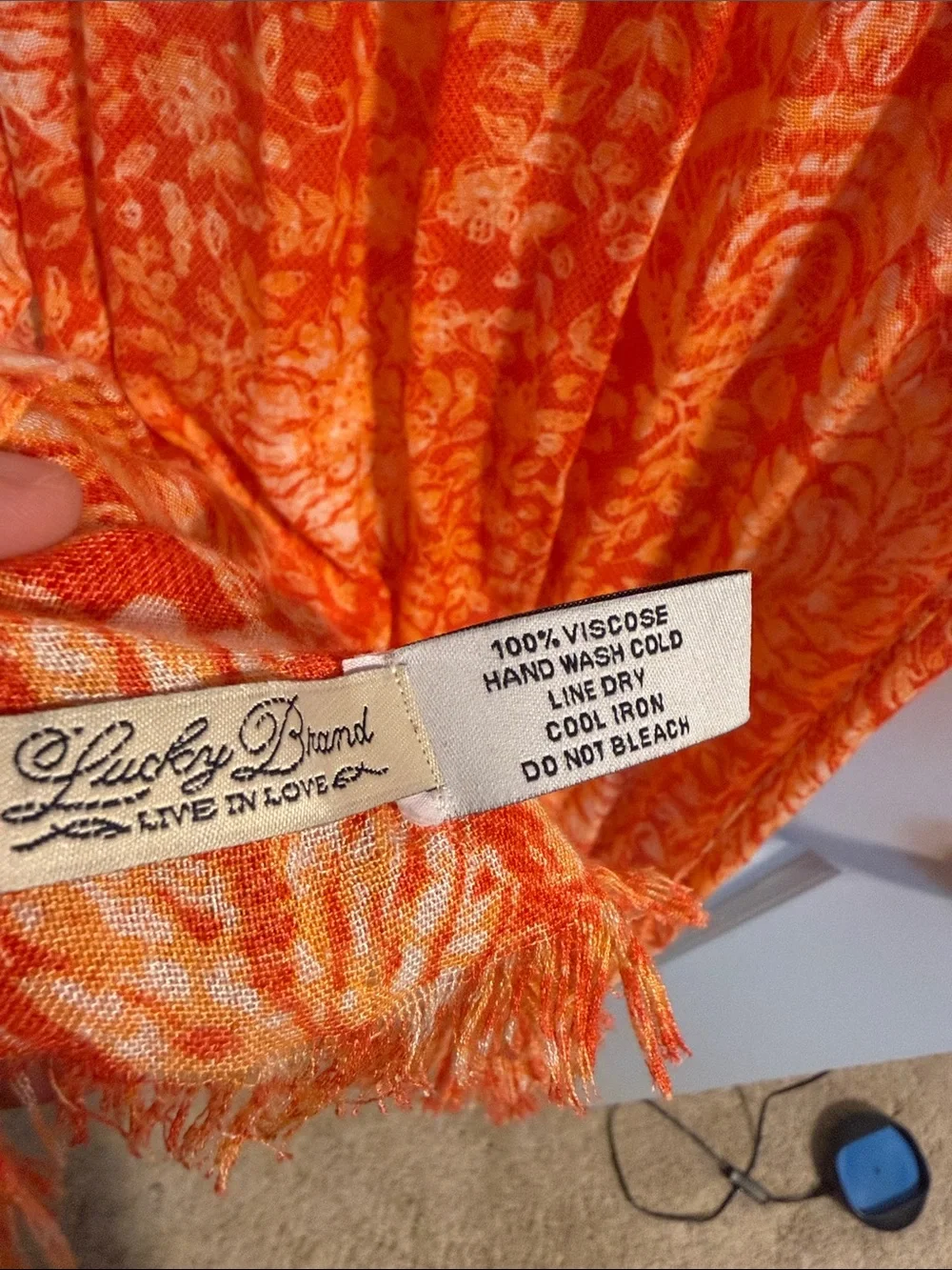 🥳 5 for $25 BUNDLE Lucky Brand Orange Paisley Lightweight Scarf